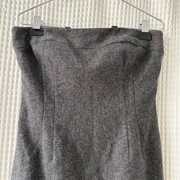 Shoshanna size 8 gray/black wool tweed dress preppy academic twee coquette work - Picture 2 of 3